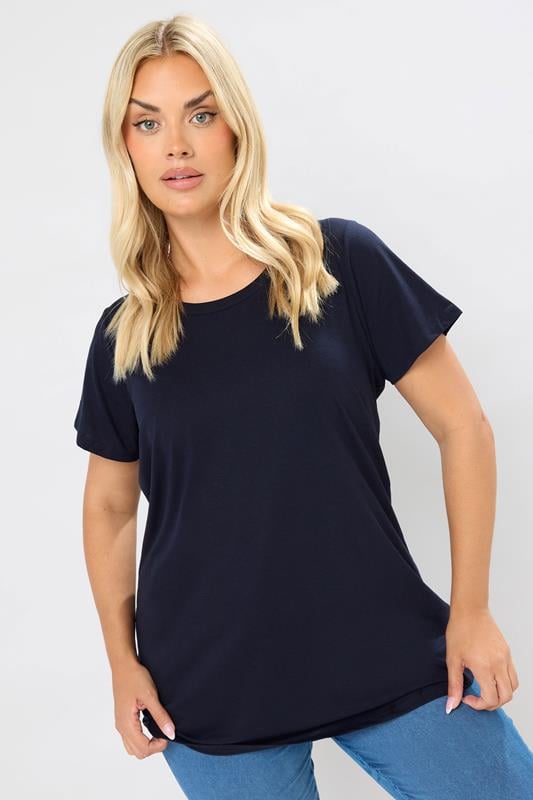 Evans YOURS 3 PACK Curve Navy Blue & Black Core T-Shirts