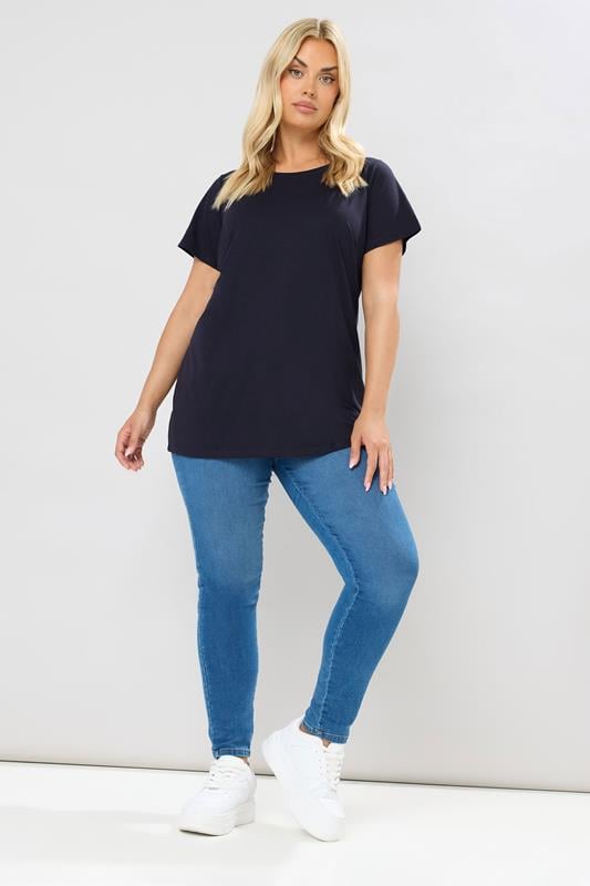 Evans YOURS 3 PACK Curve Navy Blue & Black Core T-Shirts
