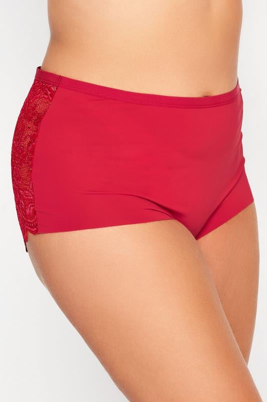 Evans Yours 3 PACK Curve Red & Black Lace Back High Waisted Knickers