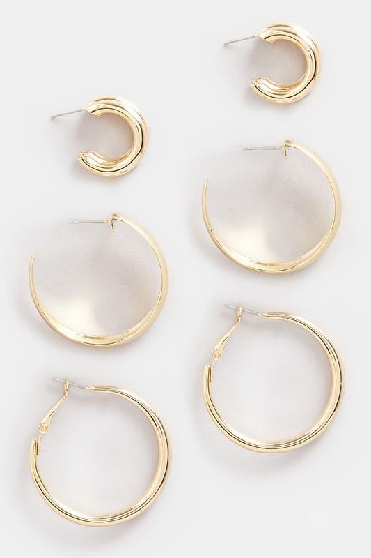 Evans Yours 3 PACK Gold Tone Statement Hoop Earring Set
