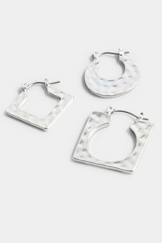 Evans Yours 3 PACK Silver Geometric Hoop Earrings Set