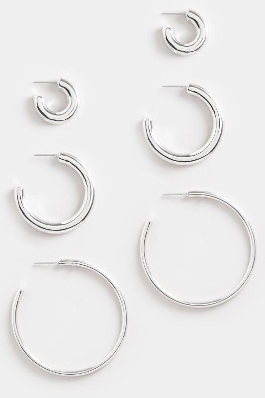 Evans Yours 3 PACK Silver Tone Classic Hoop Earrings