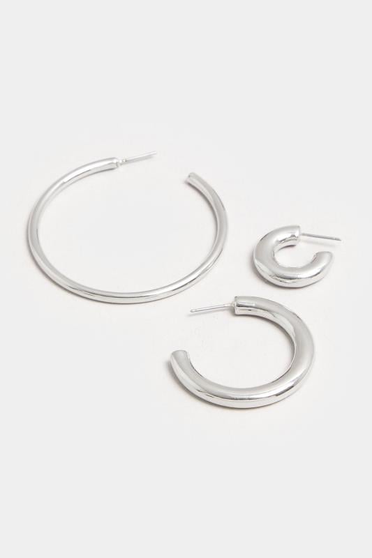 Evans Yours 3 PACK Silver Tone Classic Hoop Earrings