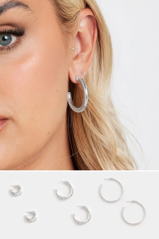 evans Yours 3 PACK Silver Tone Classic Hoop Earrings