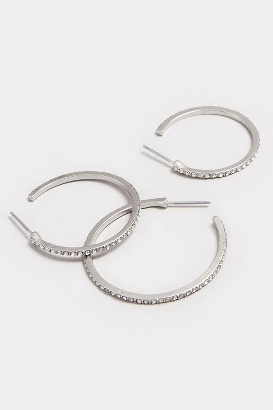 Evans Yours 3 PACK Silver Tone Diamante Hoop Earrings Set