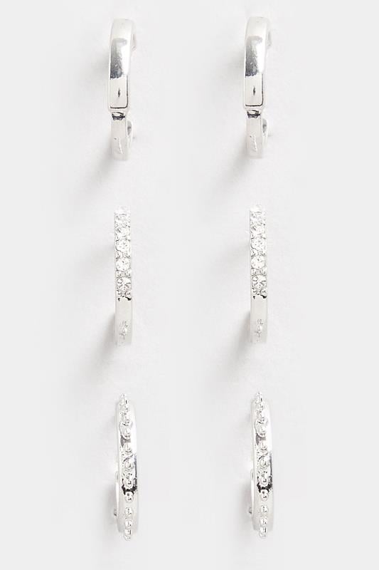 Evans Yours 3 PACK Silver Tone Diamante Mini Hoop Earrings