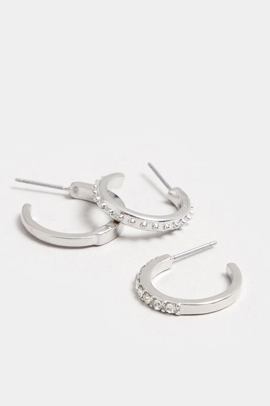 Evans Yours 3 PACK Silver Tone Diamante Mini Hoop Earrings