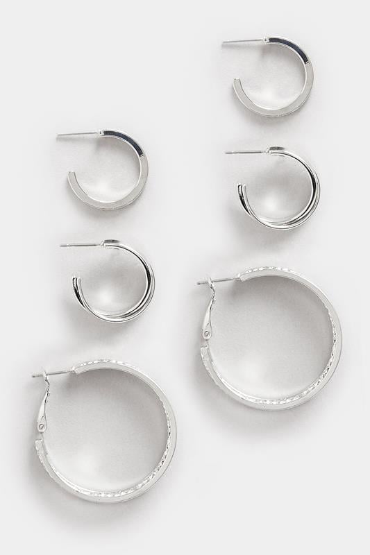 Evans Yours 3 PACK Silver Tone Mixed Hoop Earrings Set
