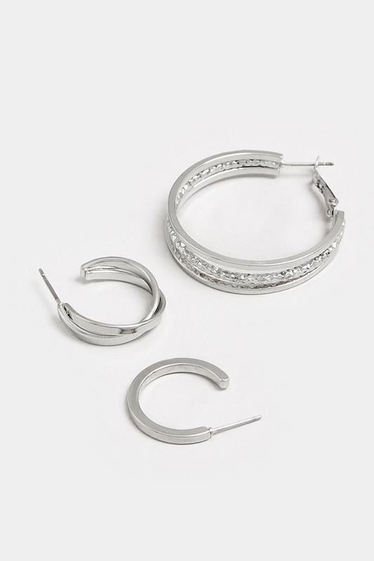 Evans Yours 3 PACK Silver Tone Mixed Hoop Earrings Set