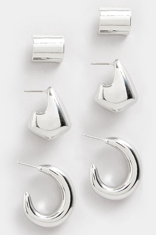 Evans Yours 3 PACK Silver Tone Mixed Shape Earrings Set