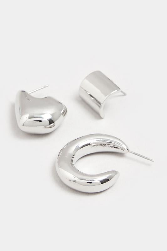 Evans Yours 3 PACK Silver Tone Mixed Shape Earrings Set