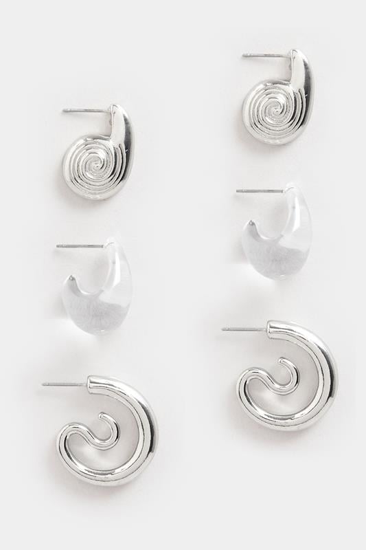 Evans Yours 3 PACK Silver Tone Mixed Swirl Earrings
