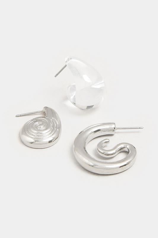 Evans Yours 3 PACK Silver Tone Mixed Swirl Earrings