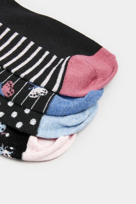 Evans YOURS 4 PACK Curve Black Butterfly Print Ankle Socks