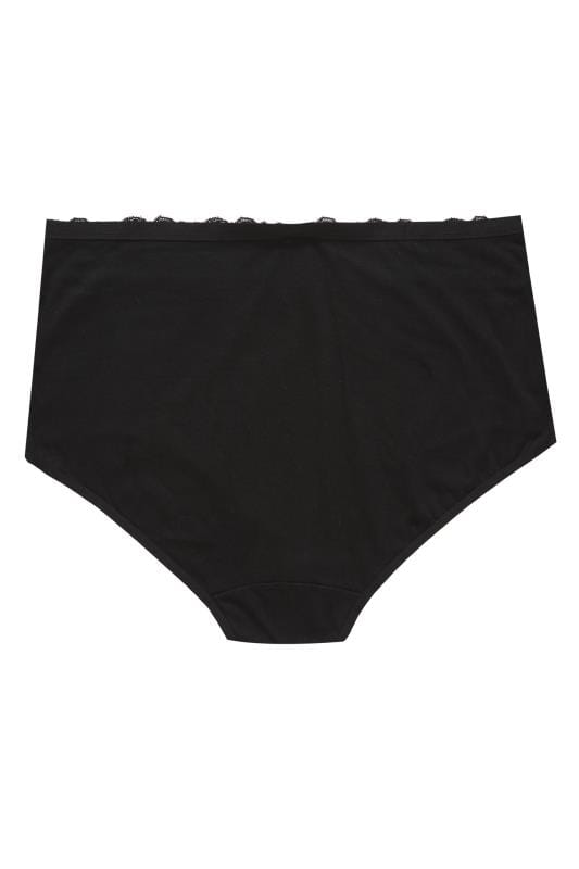 Evans YOURS 4 PACK Curve Black Lace Trim High Waisted Full Briefs