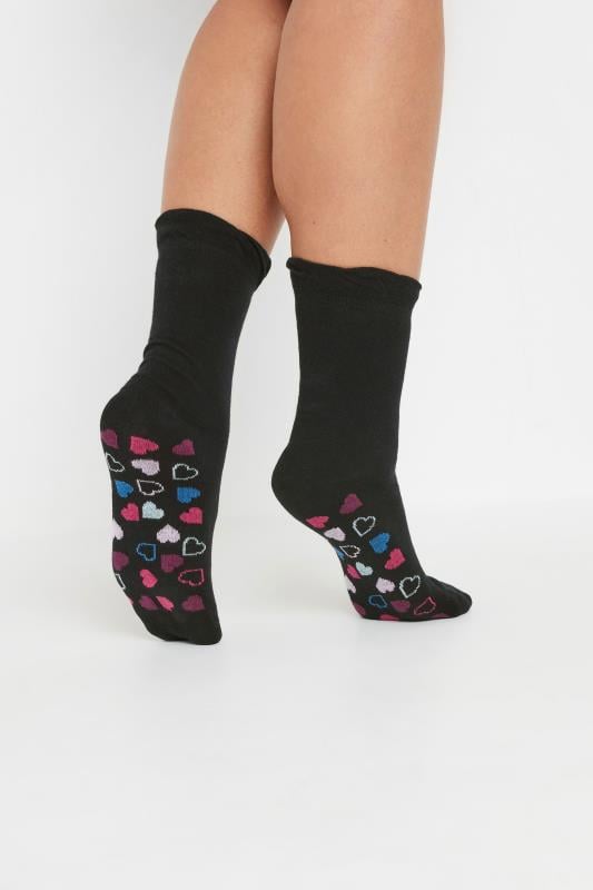 Evans YOURS 4 PACK Curve Black Star & Stripe Ankle Socks