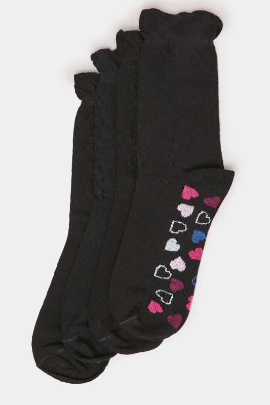 Evans YOURS 4 PACK Curve Black Star & Stripe Ankle Socks