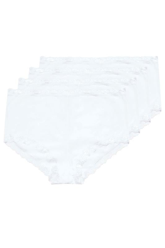 Evans YOURS 4 PACK Curve White Lace Trim High Waisted Shorts