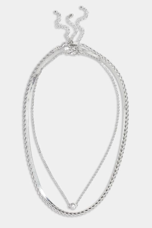 Evans Yours 4 PACK Silver Diamante Chain Necklace Set