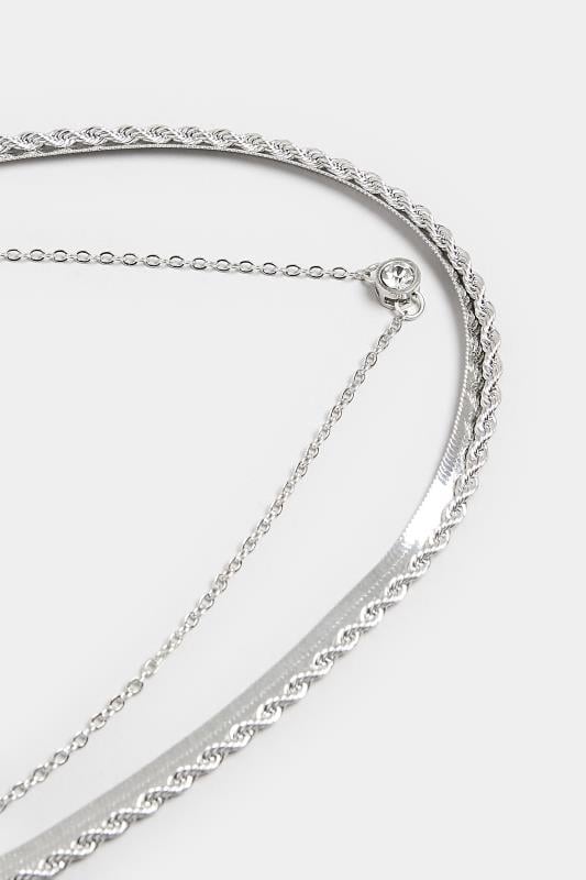 Evans Yours 4 PACK Silver Diamante Chain Necklace Set