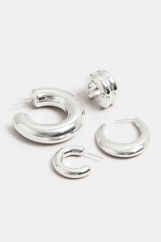 Evans Yours 4 PACK Silver Tone Statement Chunky Hoop Earrings