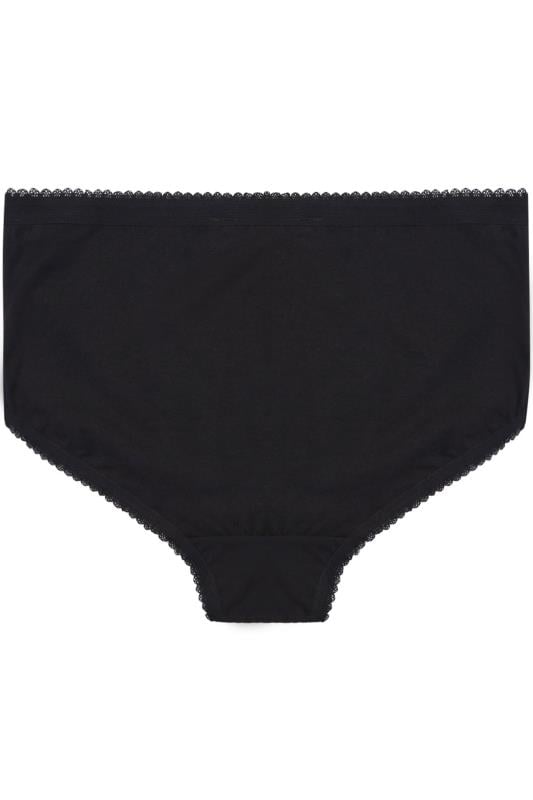 Evans YOURS 5 PACK Curve Black Cotton High Waisted Full Briefs
