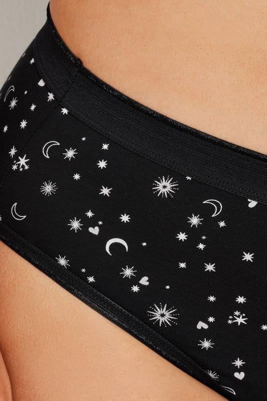 Evans YOURS 5 PACK Curve Black & Pink Star Print High Leg Knickers