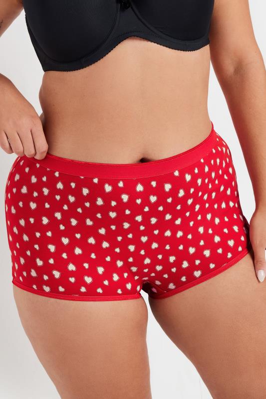 Evans YOURS 5 PACK Curve Black & Red Heart Print Shorts