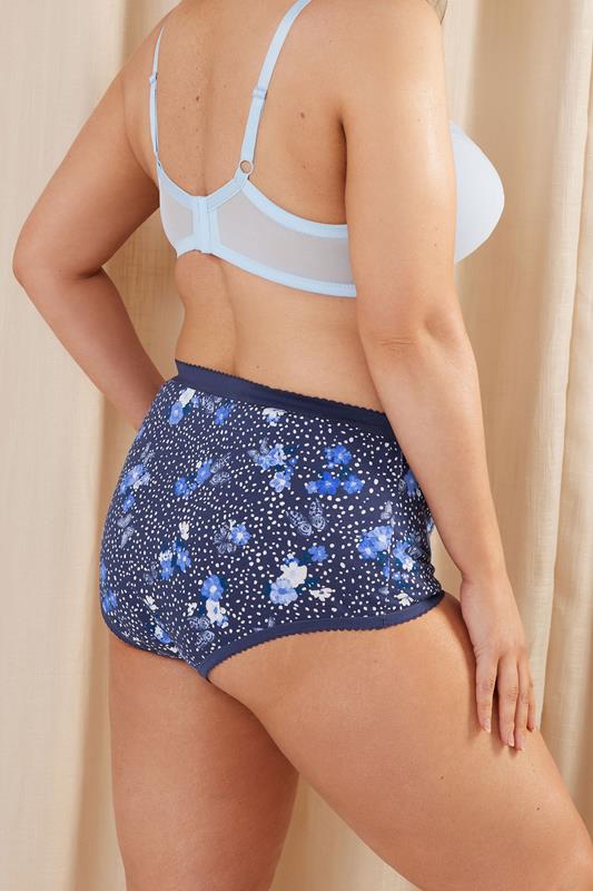 Evans YOURS 5 PACK Curve Blue Butterfly Print High Waisted Full Briefs