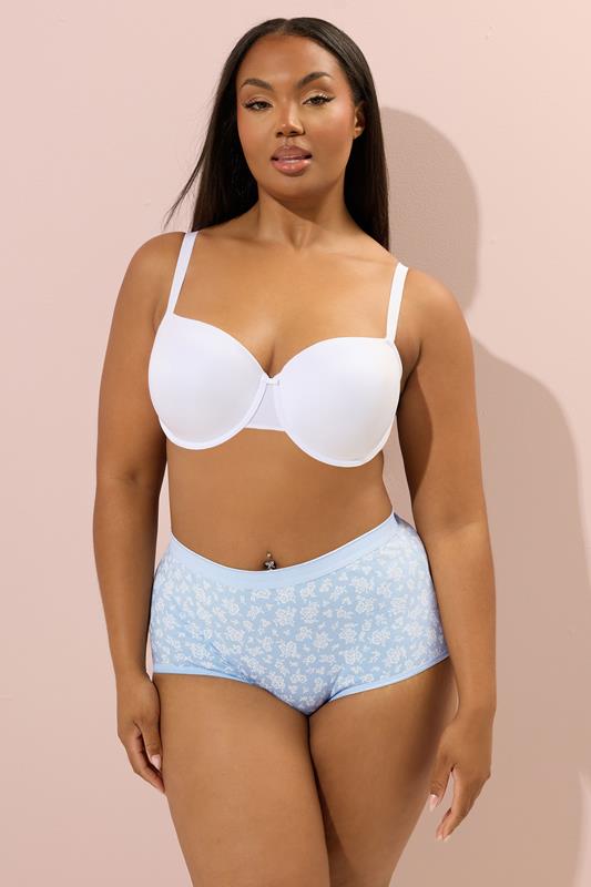 Evans YOURS 5 PACK Curve Blue Floral Print Full Briefs