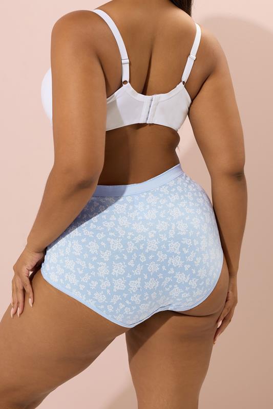Evans YOURS 5 PACK Curve Blue Floral Print Full Briefs