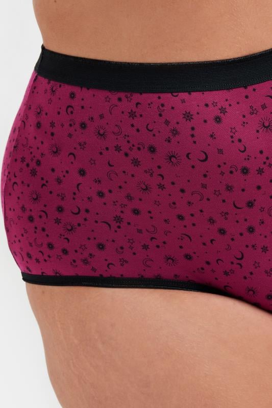 Evans YOURS 5 PACK Curve Burgundy Red Star Print Full Briefs