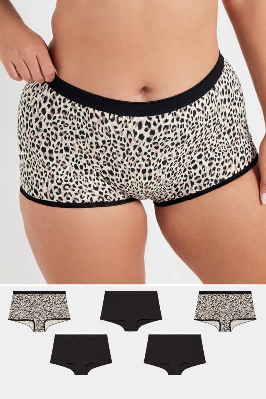 evans YOURS 5 PACK Curve Natural Brown Animal Print Shorts