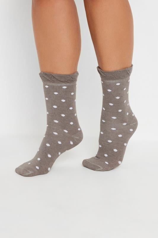 Evans YOURS 5 PACK Curve Natural Brown Polka Dot Ankle Socks