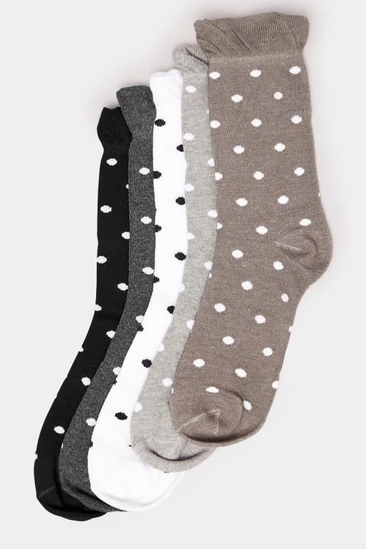 Evans YOURS 5 PACK Curve Natural Brown Polka Dot Ankle Socks
