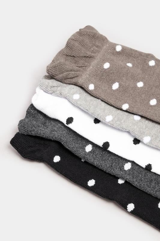 Evans YOURS 5 PACK Curve Natural Brown Polka Dot Ankle Socks