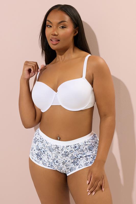 Evans YOURS 5 PACK Curve Navy Blue Floral Print Full Briefs