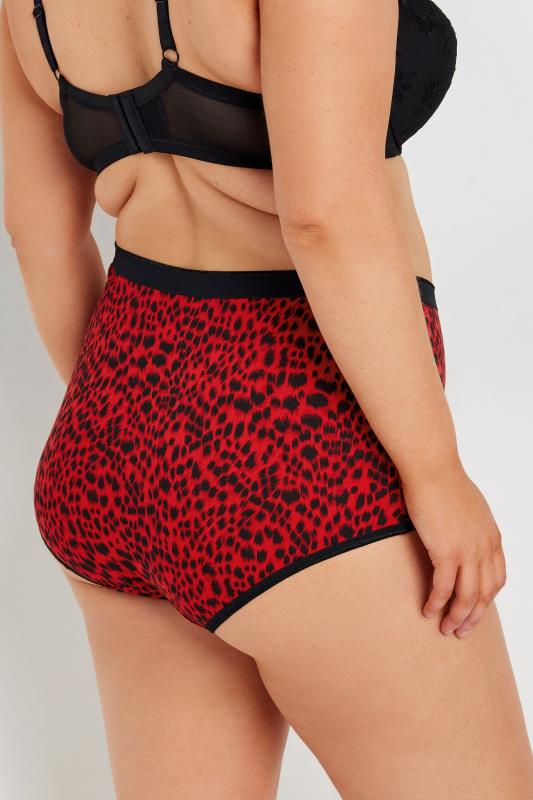 Evans YOURS 5 PACK Curve Red Animal Print Full Briefs