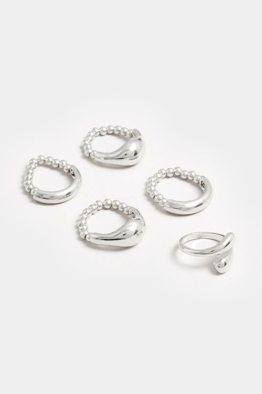 Evans Yours 5 PACK Silver Tone Stretch Statement Rings