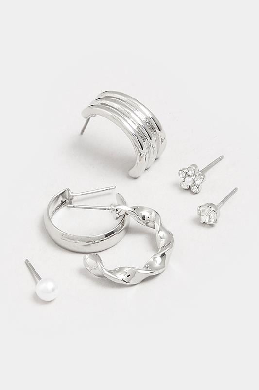 Evans Yours 6 PACK Silver Tone Hoop & Stud Earrings Set