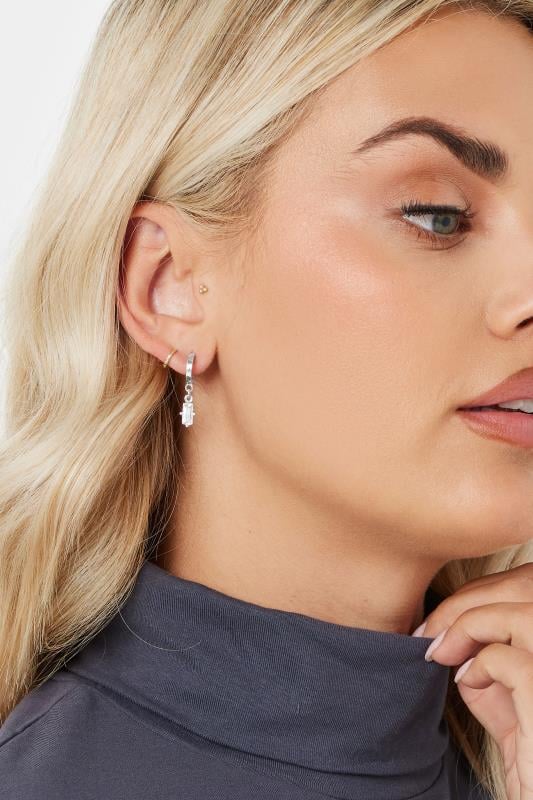 evans Yours 6 PACK Silver Tone Mixed Stud & Hoop Diamante Earrings