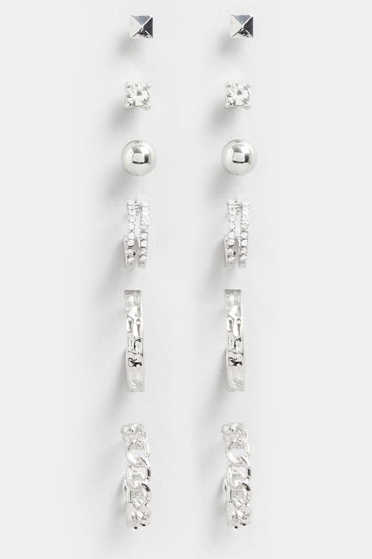Evans Yours 6 PACK Silver Tone Mixed Stud & Hoop Earrings