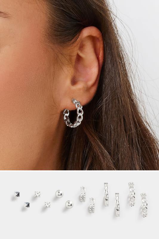 evans Yours 6 PACK Silver Tone Mixed Stud & Hoop Earrings