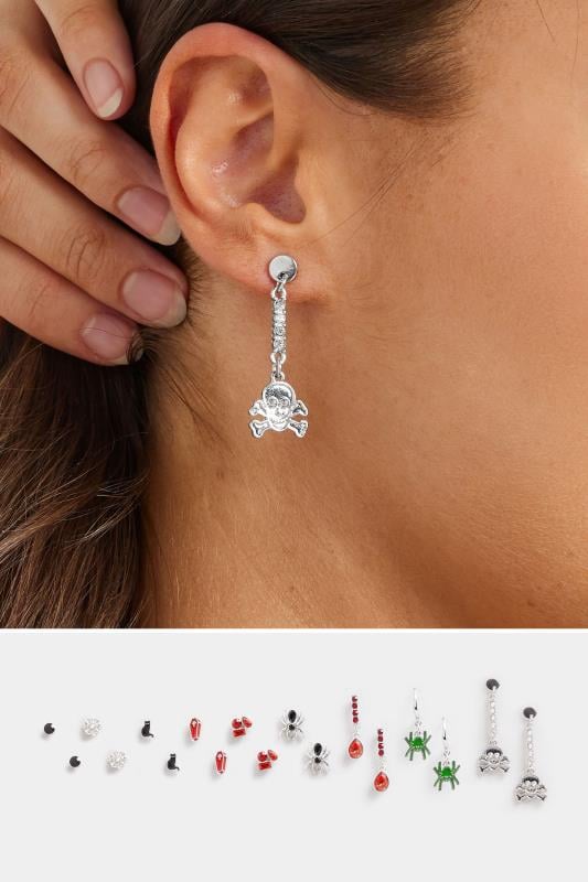 evans Yours 9 PACK Silver Tone Halloween Earrings Set