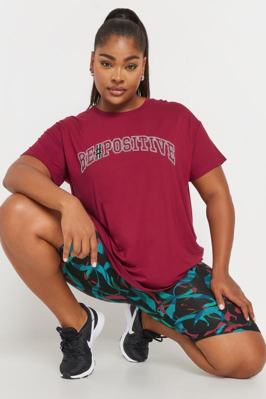 evans YOURS ACTIVE Curve Black Abstract Print Stretch Shorts