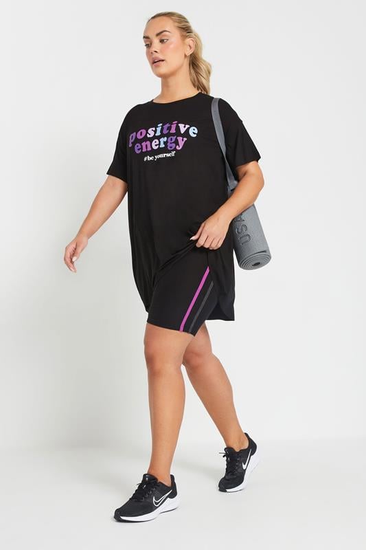 Evans YOURS ACTIVE Curve Black Side Stripe Detail Shorts