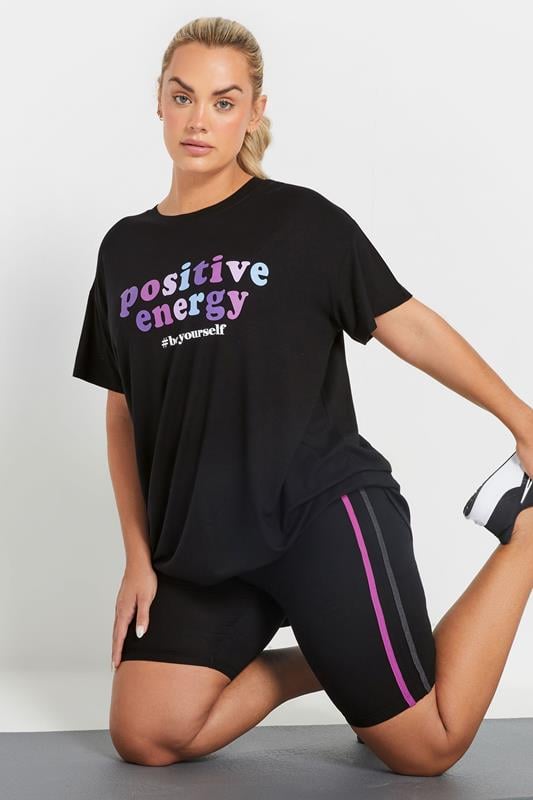 Evans YOURS ACTIVE Curve Black Side Stripe Detail Shorts