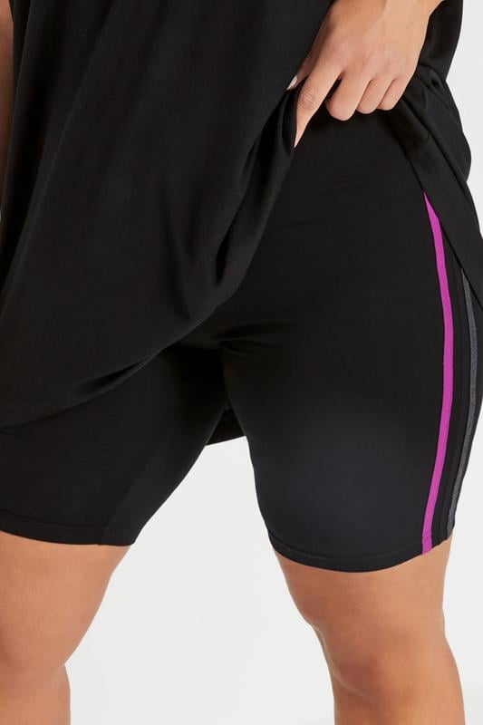 Evans YOURS ACTIVE Curve Black Side Stripe Detail Shorts