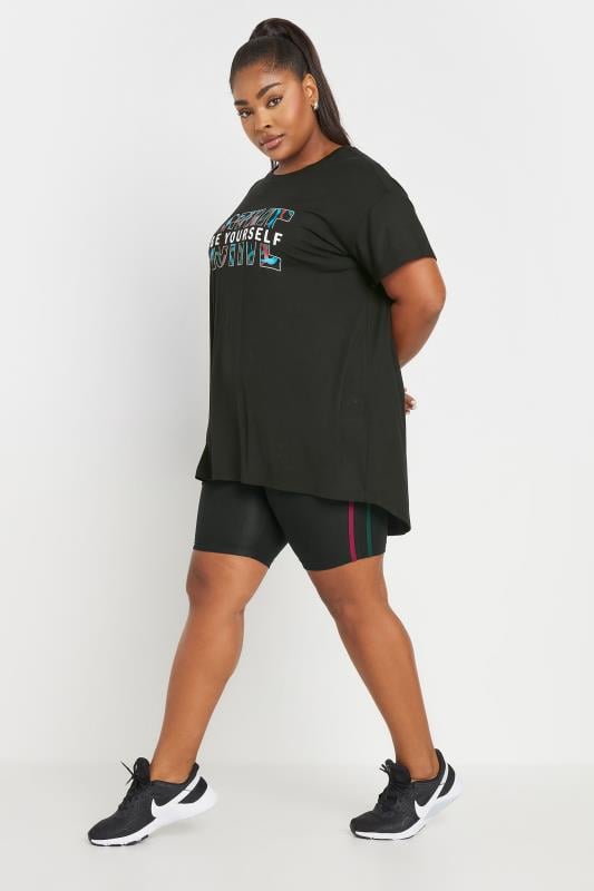 Evans YOURS ACTIVE Curve Black Side Stripe Stretch Shorts