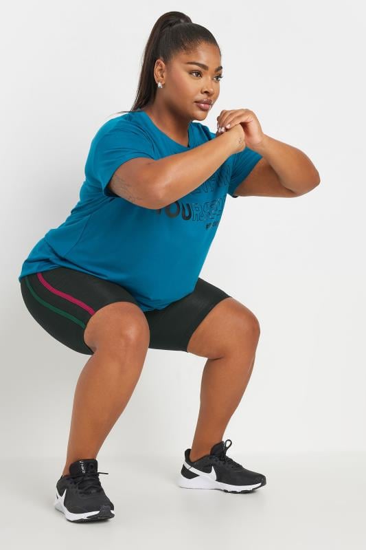 Evans YOURS ACTIVE Curve Black Side Stripe Stretch Shorts